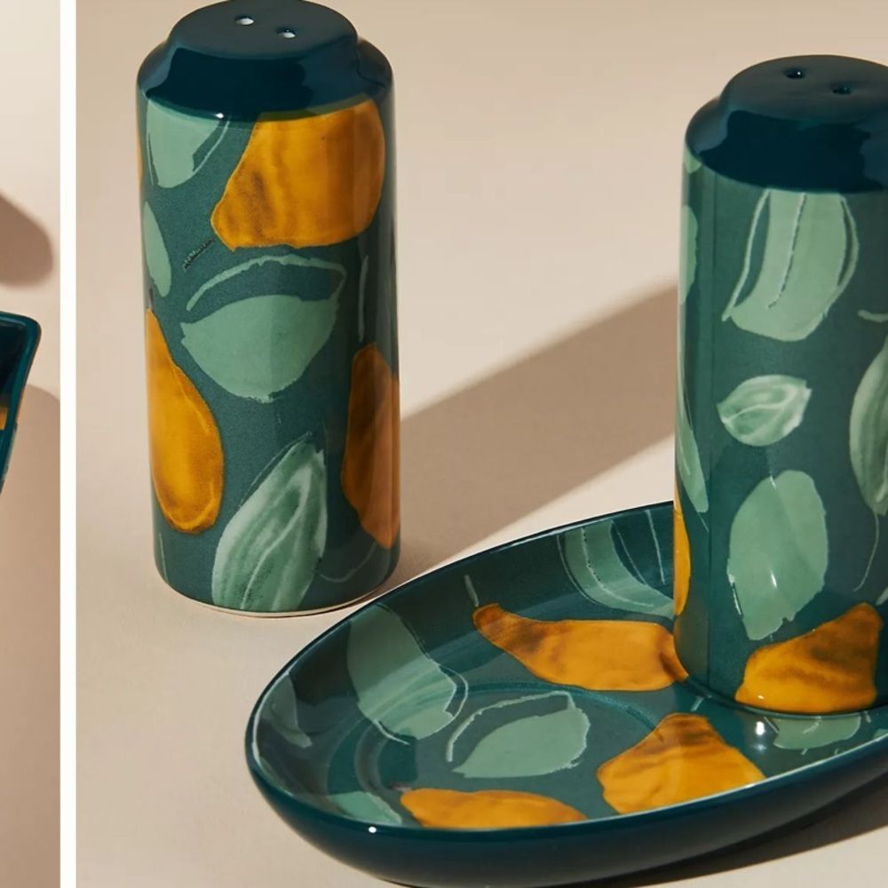 Anthropologie Holly and Pear Salt & Pepper Shakers